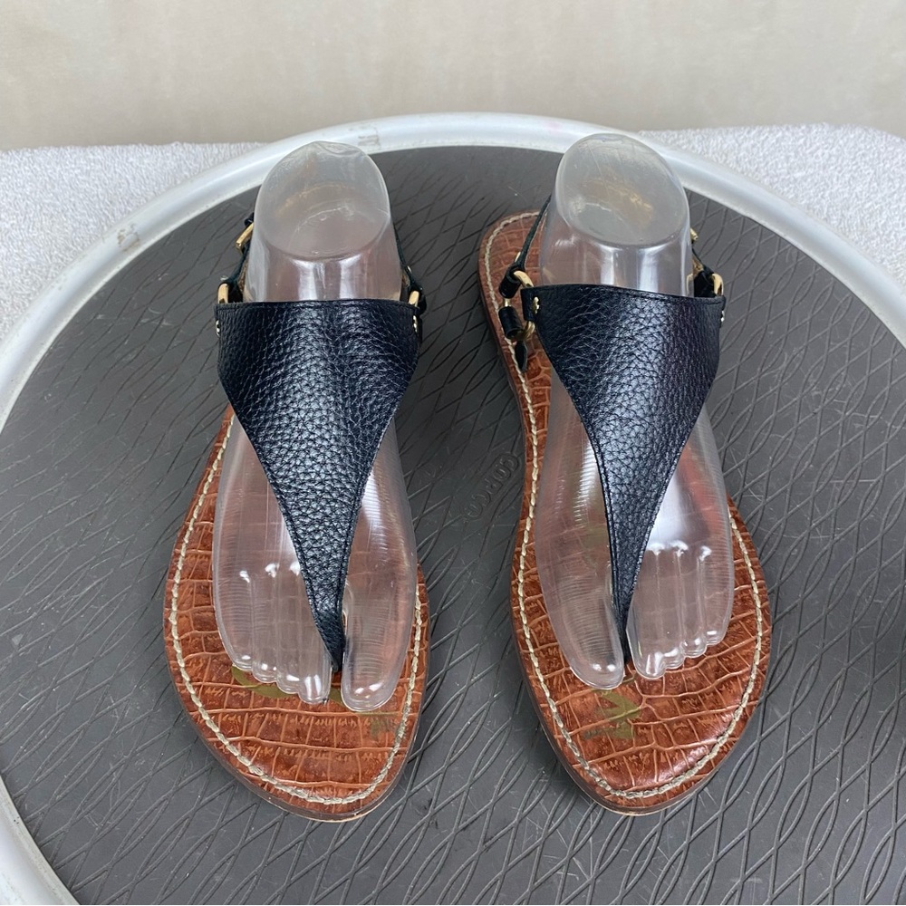 Black Leather Women's Sandals - Picture 4 of 16